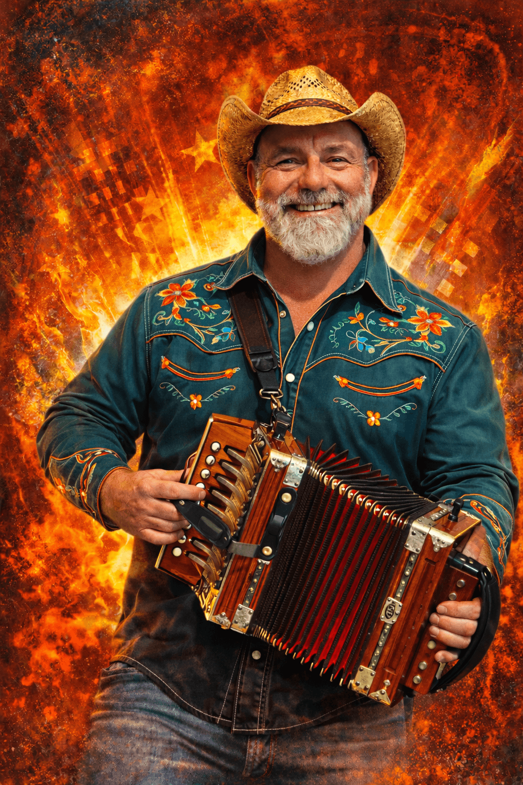 Jamie Bergeron playing accordion